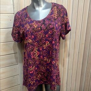 LuLaRoe Purple and Orange Short Sleeve Tee